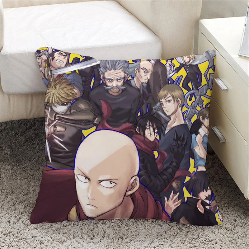 Квадратная Подушка 45*45 см с изображением персонажей аниме One-Punch Man чехол