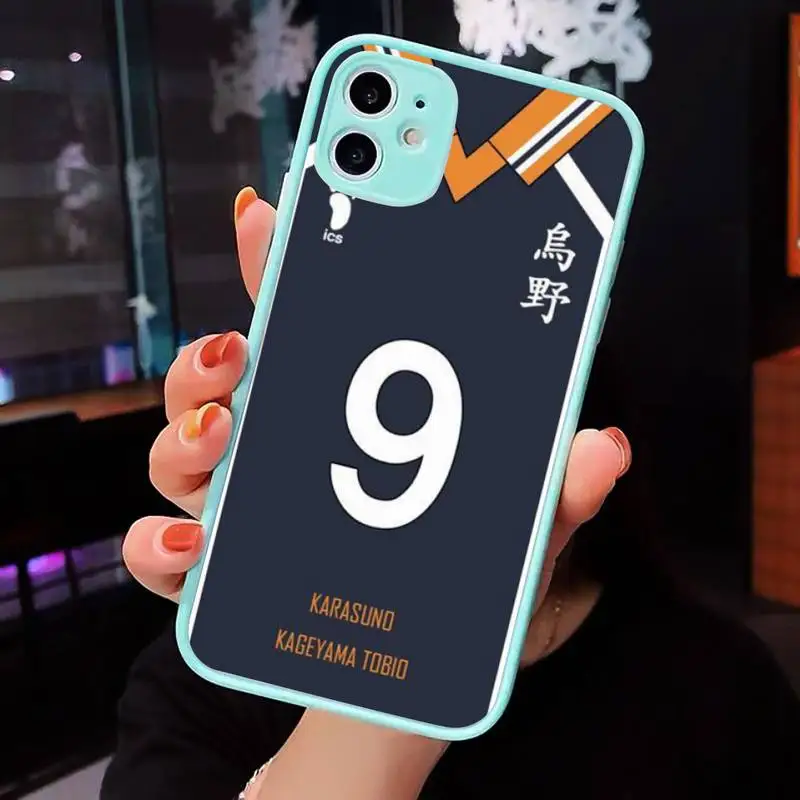

Haikyuu!! Karasuno Jersey Shoyo Phone Cases Matte transparent For blue iPhone 12 Mini 11 Pro XR XS Max 7 8 Plus X Back Cover