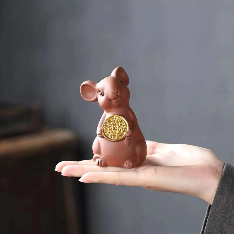 Фиолетовый Глиняный чай для домашних животных крыса Зодиак ремесло чайный