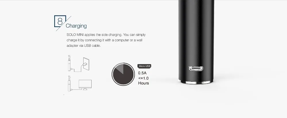 Электронная сигарета vape Solo Mini kit Vape ручка Встроенный 650 мАч мод 20 Вт все-в-одном модный бак 0.8ом герметичный верхний наполнитель 2,0 мл