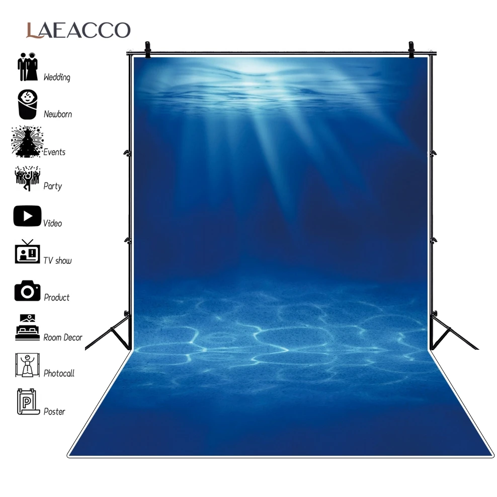 Laeacco подводный голубой морской Блестящий прожектор пузырьковая сцена детская