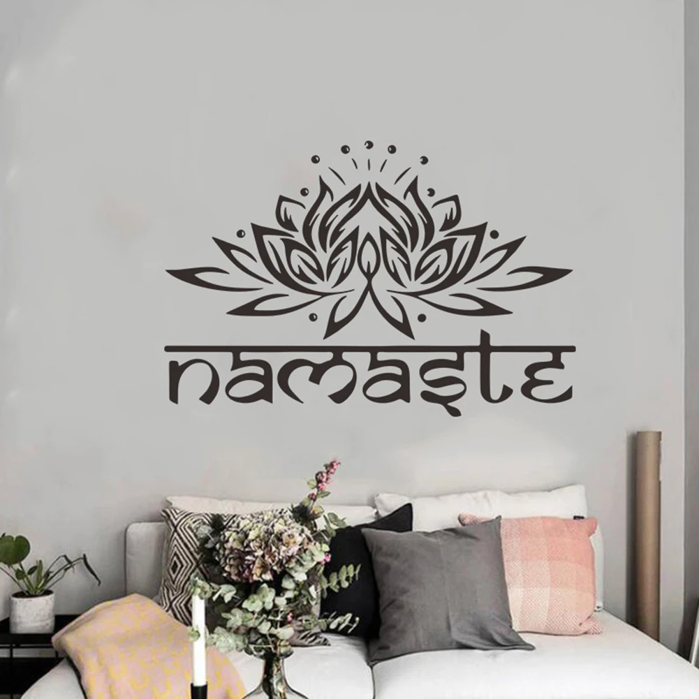 new fashion Indian Religion Namaste Lotus Living Room Bedroom Wallpapers Decals Home Decors Indian& Lotus Design stickers