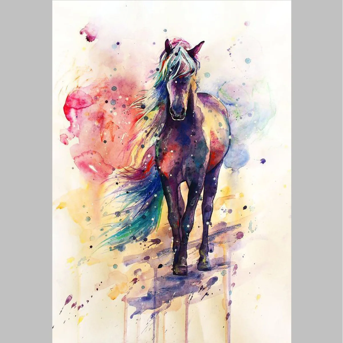 

Animal Watercolor Canvas Painting Colorful Horse Wall Art Poster and Prints Wall Pictures for Home Living Room Decor