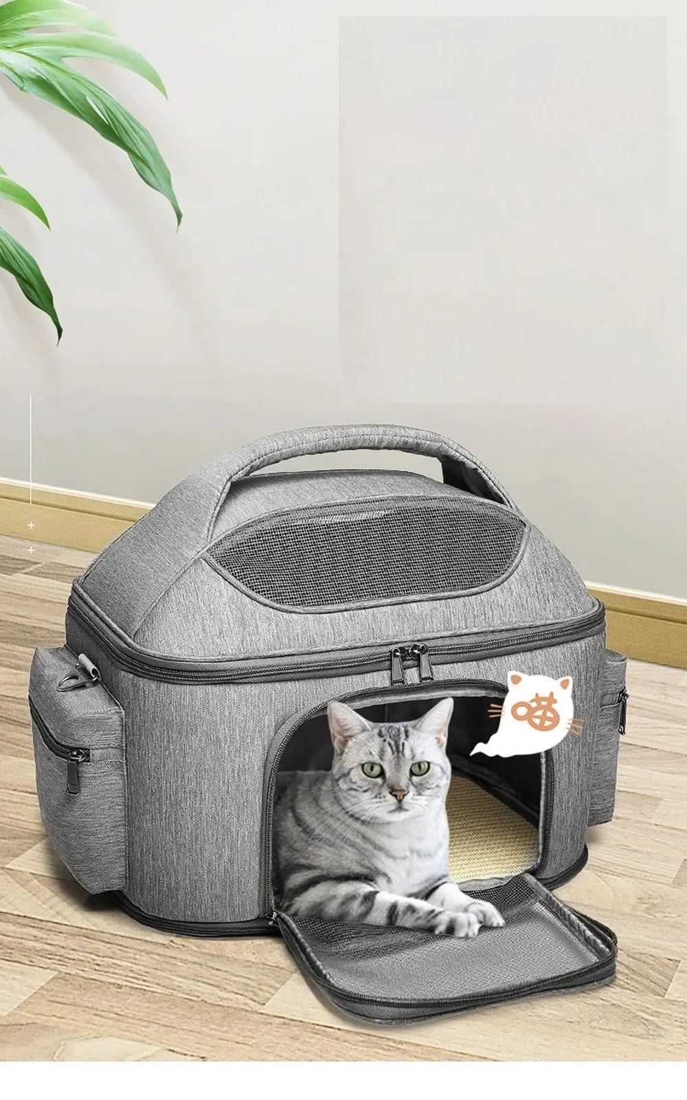 Bolso de hombro plegable para mascotas, bolsa para transportar perros y gatos, Color s&oacute;lido, 43x31x35cm, 7,5 kg-4