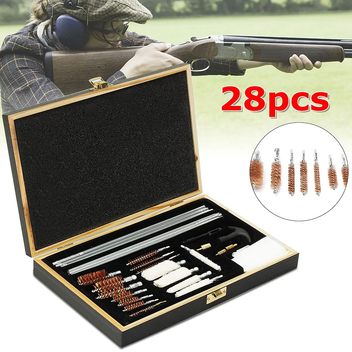 

28PCS Gun Cleaning Kit Universal Gun Brush Tool for Pistol Hunting Rifle Shotgun Firearm Cleaner Hunting Accessories