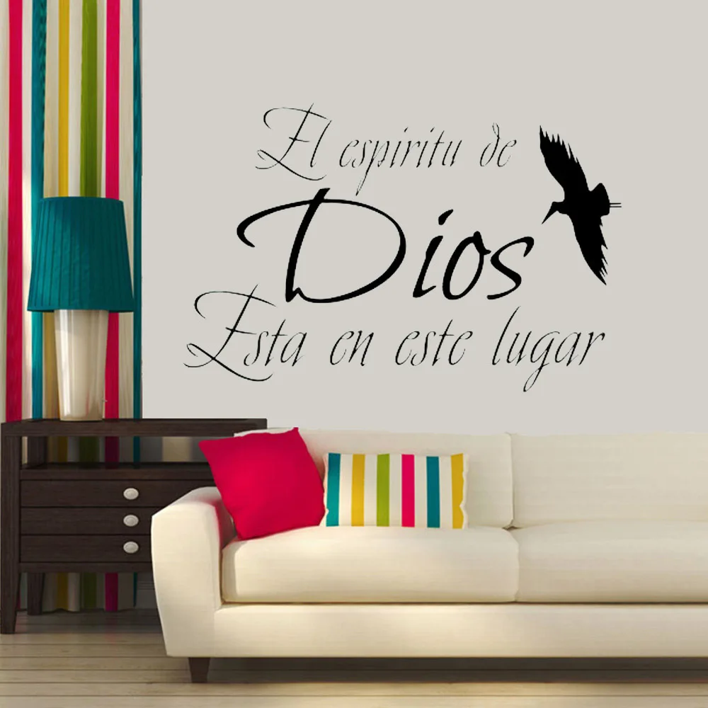 

Spanish Christian Religious Vinyl Wall Decal Quote Sticker Home Interior Decor Living Room Bedroom Animal Stickers Muraux