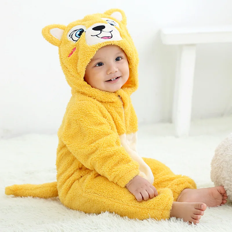 Baby Jumpsuit Kigurumi Bodysuits Fox Giraffe Bear Pajamas Cotton Boy Girls Animal Costume Cartoon Flannel Toddler Rompers 0-2Y | Детская