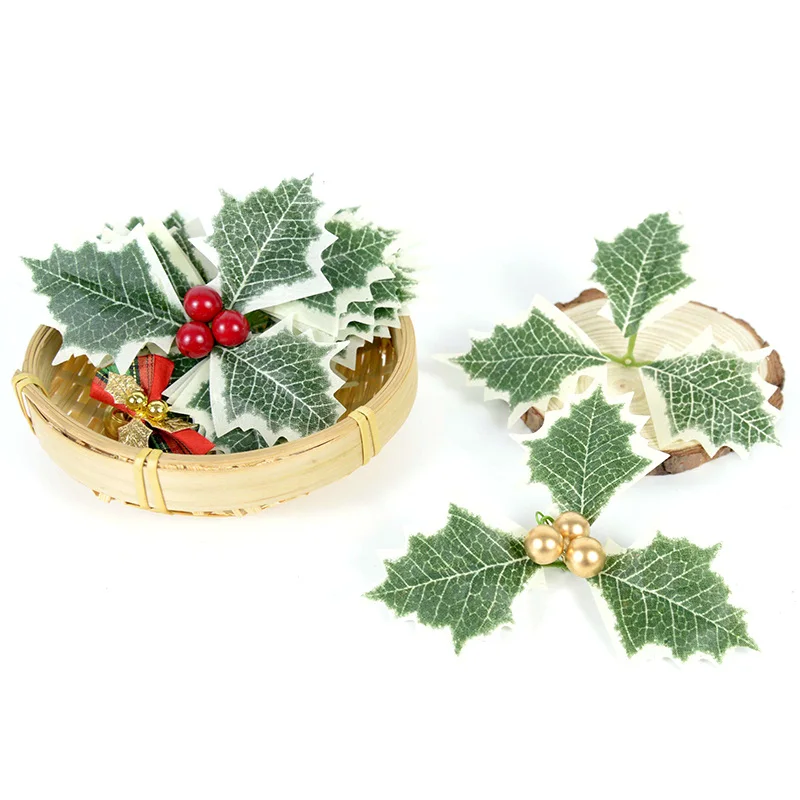 

5/10pcs Christmas Leaves Artificial Berry Stamen DIY Christmas Garland Wreath Flowers for Home Xmas Party Wedding Decorations
