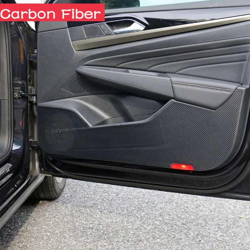 

Car Carbon fiber Leather Door Protector Pad Door Plank Anti Kick Pad Anti-dirty Pad Mat For VW Volkswagen Passat 2019 2020 2021