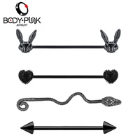 body punk wholesale 5pcs100pcs industrial barbell earring piercing long earrings bar stainless steel helix black body jewelry