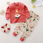 Детские пижамные комплекты, Рождественская футболка с длинным рукавом + штаны, одежда для девочек с героями мультфильмов, осенняя одежда для сна из 2 предметов, штаны 2022, Костюм Пижама