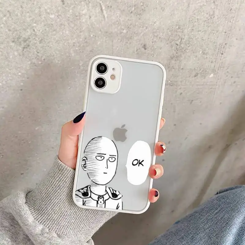

Anime One Punch Man cool Phone Case Matte Transparent for iPhone 11 12 7 8 s mini pro X XS XR MAX Plus funda
