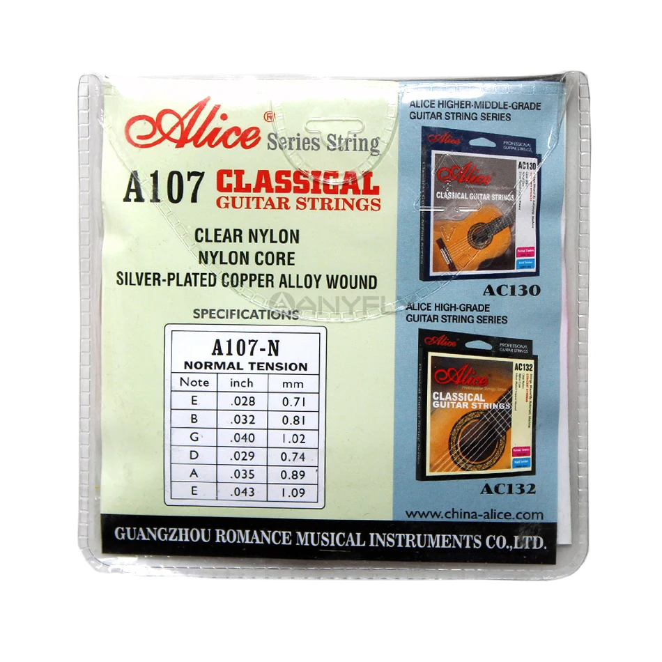 

5set A107-N Classical Guitar Strings Excellent Quality Clear Nylon String Silver-Plated Copper Alloy Wound String Normal Tension