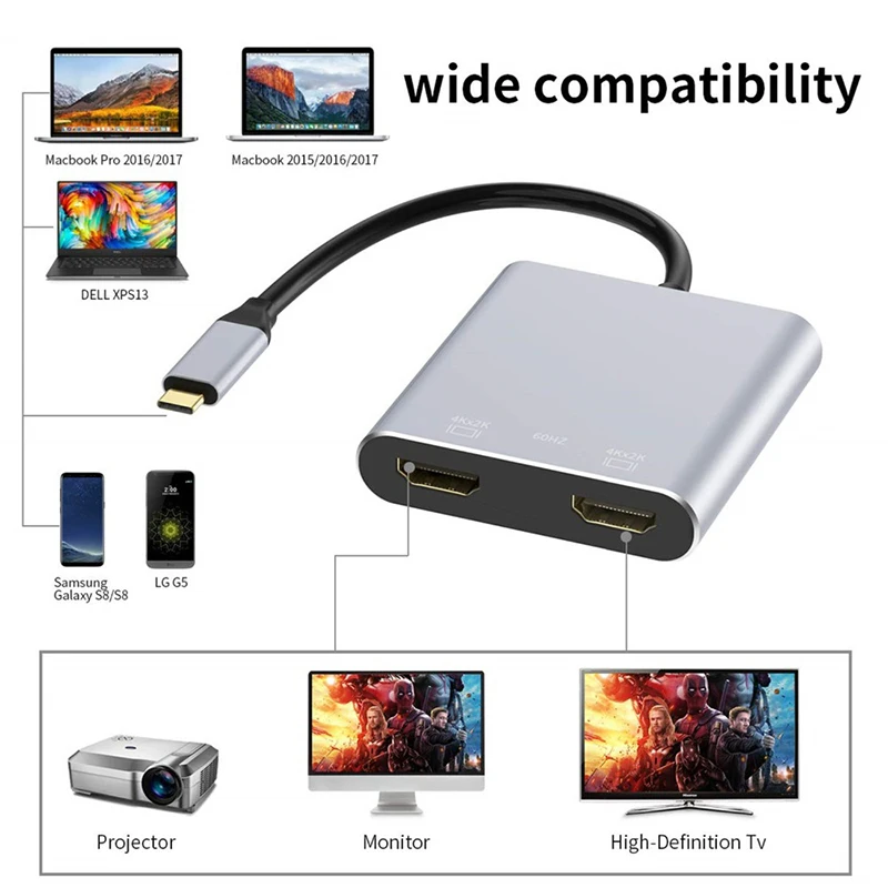 Тип C Hub адаптер совместимость с USB 3 0 PD 4 в 1 концентратор 4k HD конвертер адаптеру