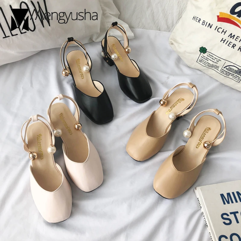 4 вида стилей с квадратным носком закрытым на каблуках-Столбиках женская обувь