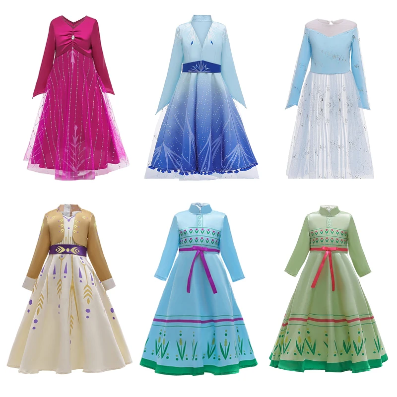 Маскарадный костюм Анны и Эльзы для девочек 2 платья одежда детей платье Снежной