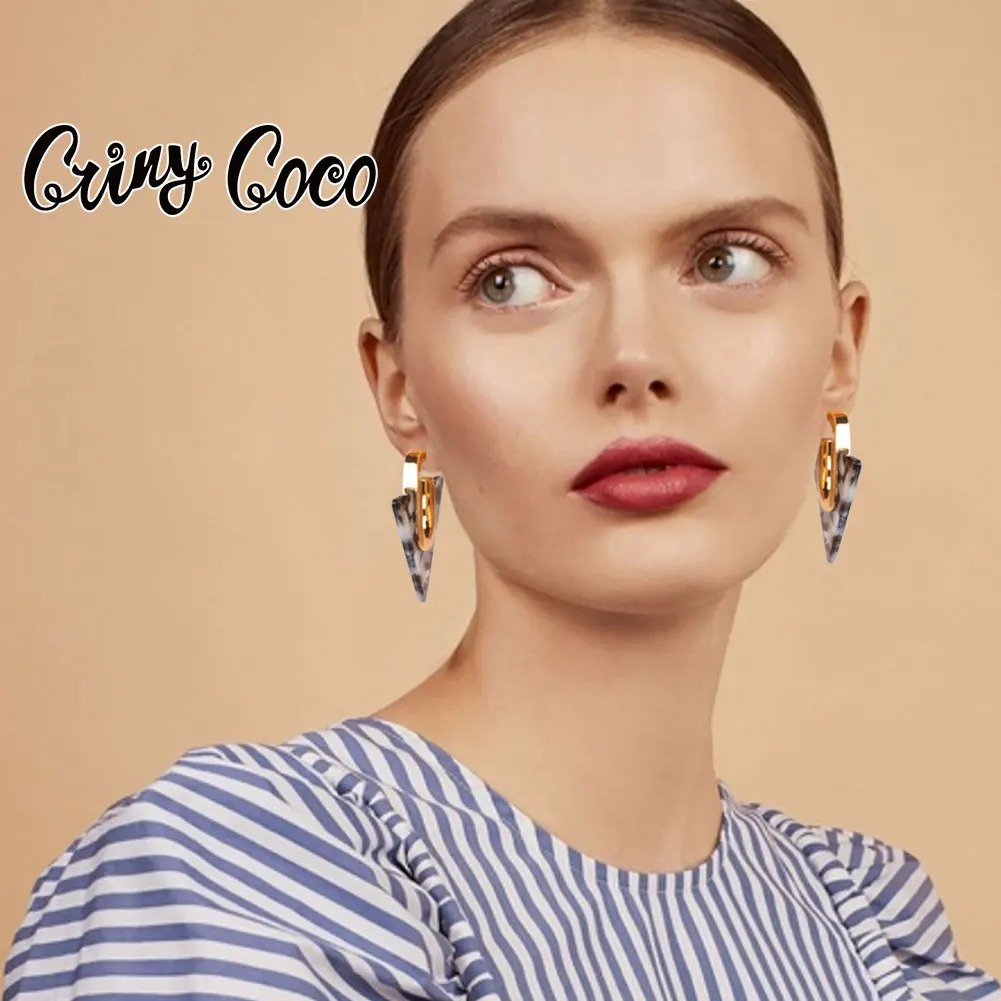 

Cring Coco 2021 Acetic Acid Earrings Color Matching Flower Sweet Girl Temperament Personality Exaggerated Geometric Acrylic Gift