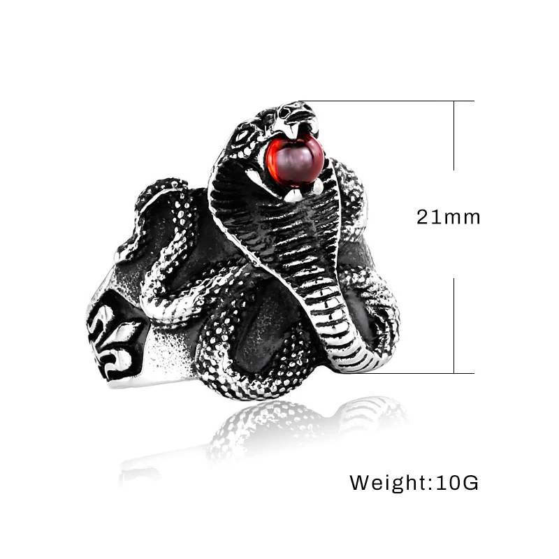 Мужские кольца в стиле панк-рок черные из нержавеющей стали виде змеи титановой