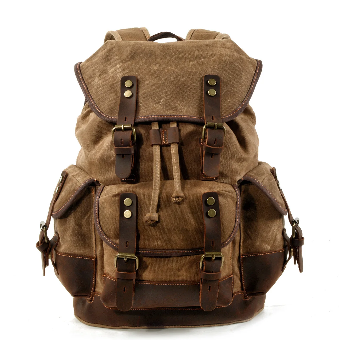 

Tamara Outdoor Backpack Leisure Student School Bag Large Capacity Travel Backpack Canvas Stitching Leather Mountaineering Bag