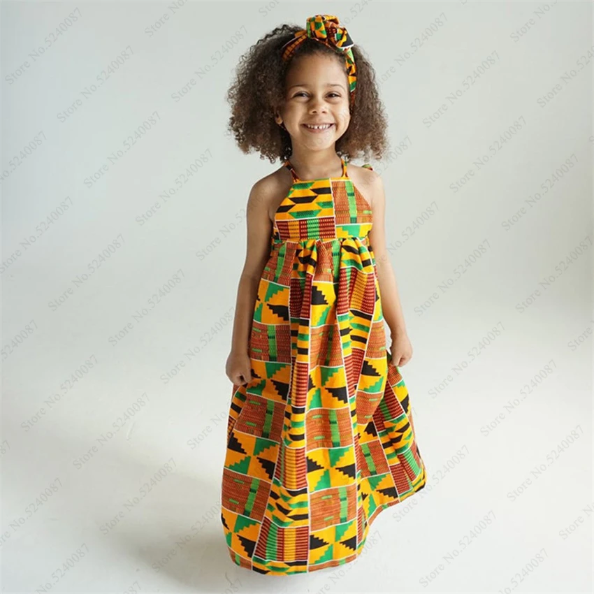 Baby Girls Party Dress African Clothing Children Bazin Riche Dashiki Fashion Dresses Kids Jumpsuit Printed Rompers with Headband |
