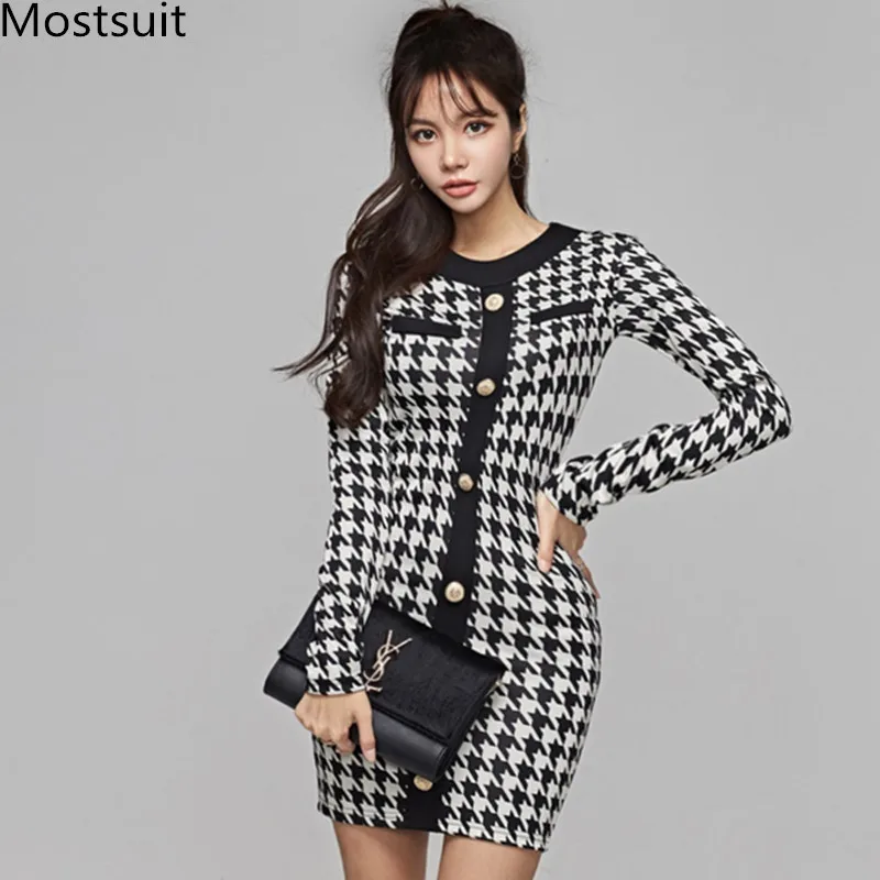 2020 весеннее корейское однобортное мини платье с пуговицами и круглым вырезом