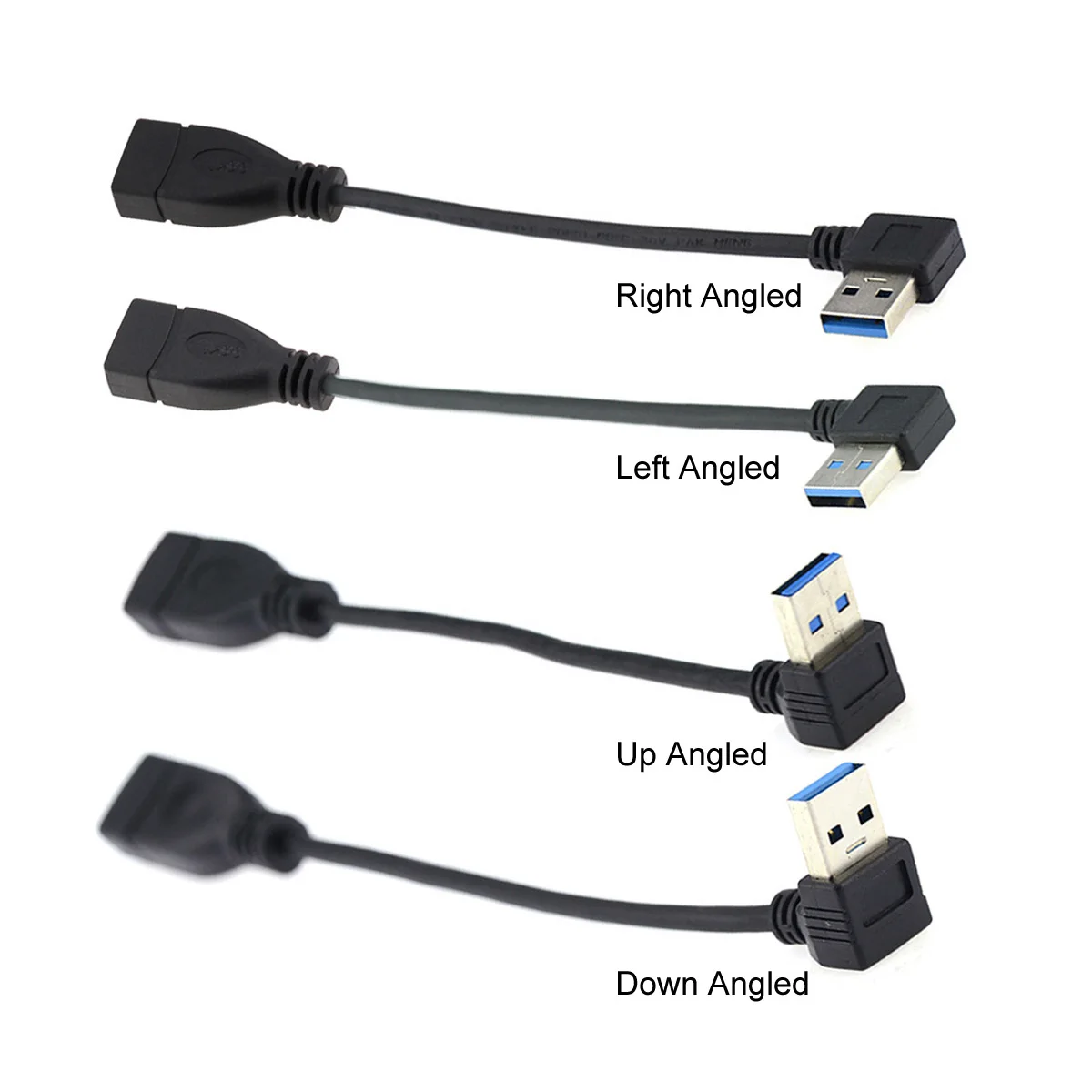 

Cablecc 90 Degree USB 3.0 Type-A Male to USB 3.0 Type-A Female Extension Cable 20cm 5Gbps