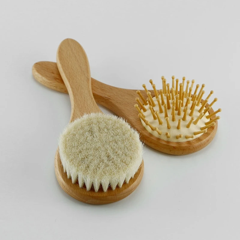 

3Pcs Baby Care Pure Natural Wooden Brush Comb Set Newborn Hair Brush Infant Head Massager Baby Shower Gift 97BC