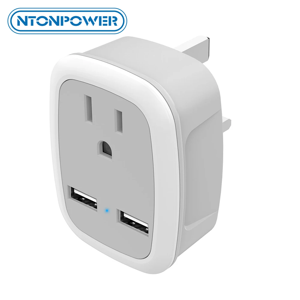 

NTONPOWER Travel International Power Adapter with 2 USB 3 IN 1 Type G Plug Adapter for US Travel To UK, Ireland, Hong Kong, etc