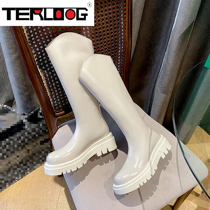 

Сапоги Челси облегающие высокие сапоги до бедра на платформе женские сапоги до колена на толстой подошве женская обувь черные зимние длинн...