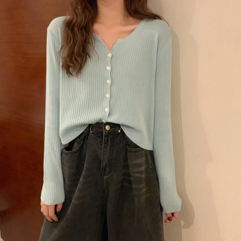 

Autumn 2020 new knitted cardigan for women, Korean version of loose and versatile show thin knitting long sleeve top