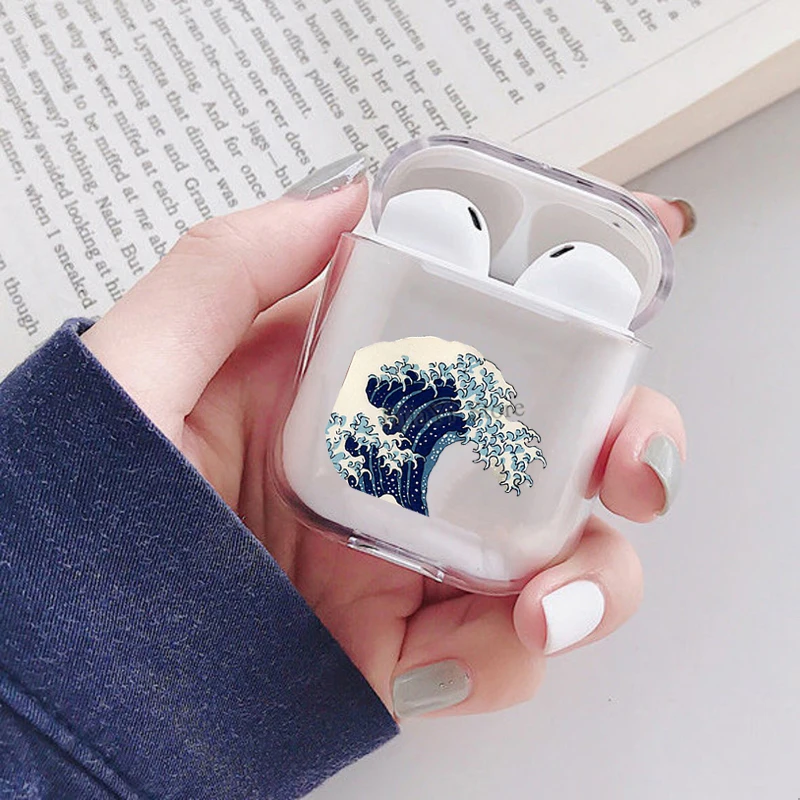 

Большая волна канагава японского искусства Мягкий чехол из ТПУ для Apple AirPods 2 прозрачных отделения наушники чехол для переноски 1 принципиал...