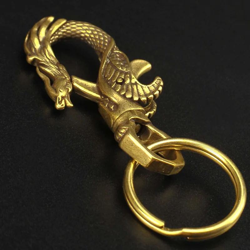 Винтажные медные брелоки в виде дракона Феникса для пар безделушки латунные с