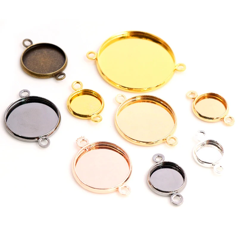 

8/10/12/14/16/18/20/25mm Inner Size 7 Colors Plated High Quality Iron Material Fit 8-25mm Cabochons Pendant Tray