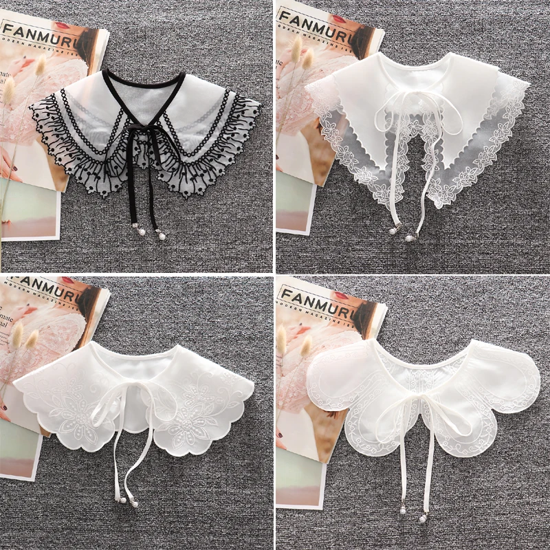 

Big Lapel Fake Collar Women Detachable Collars Necklace Shawl Neck Cover False Collar Vintage Scarf Faux Col Neckwear Kraagjes