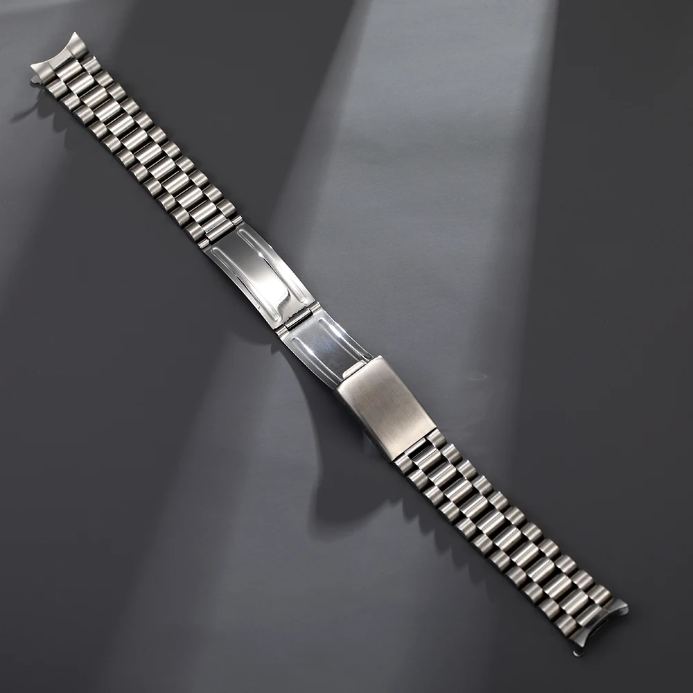 18mm 20mm Brush Polish Solid Stainless Steel President Watch Strap Band Curved End Fit Rolex Watch
