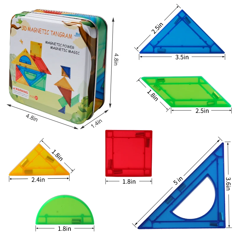 

9 Pieces Geometric Shape Magnetic Jigsaw Puzzle Tangram Thinking Training Game Baby Montessori Early Education Toys for Children