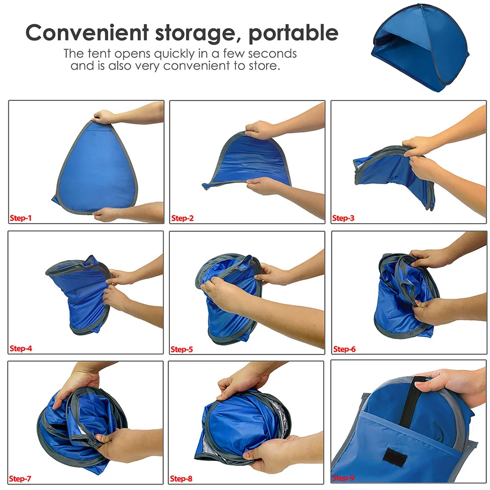 

Sun Shelter Mini Beach Tent Portable Pop Up Beach Sun Tent with Storage bag for Sun Protection Camping Fishing Picnic Blue