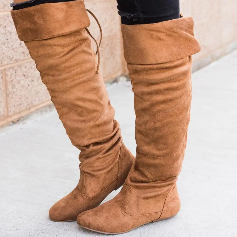 

Женские сапоги до бедра, из искусственной замши