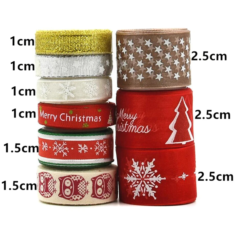 

Handicraft 9pcs/set Multi Design Printed Lace Ribbon Sewing Fabric Wedding Decoration Gift Wrapping Ribbon Christmas Decor