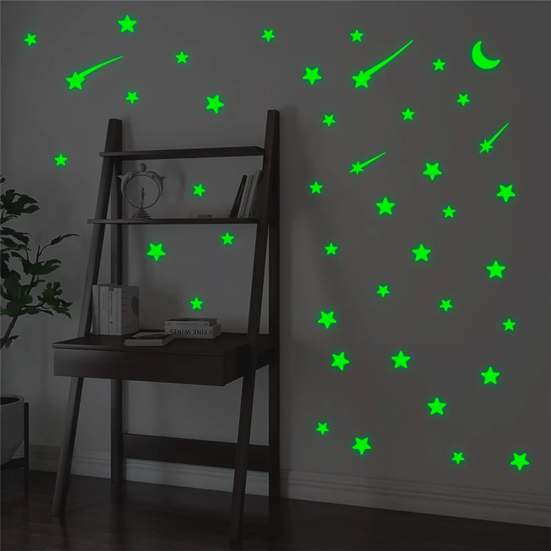 Креативные светящиеся наклейки на стену с изображением метеора звезд Луны
