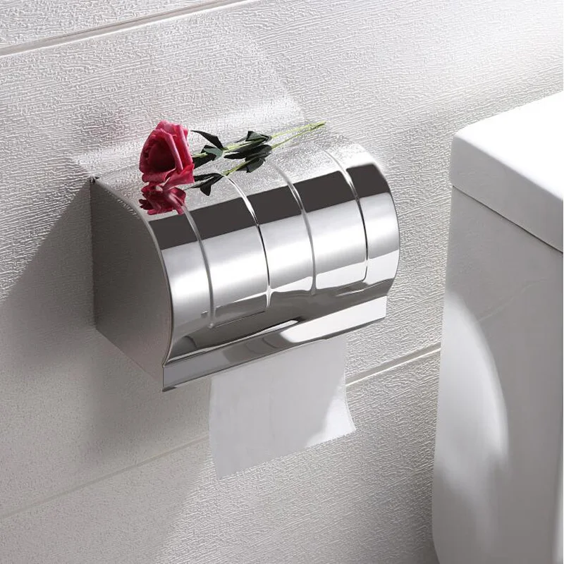 

Wall-mounted paper towel box all-inclusive stainless steel toilet paper holder double roller nail-free bathroom waterproof