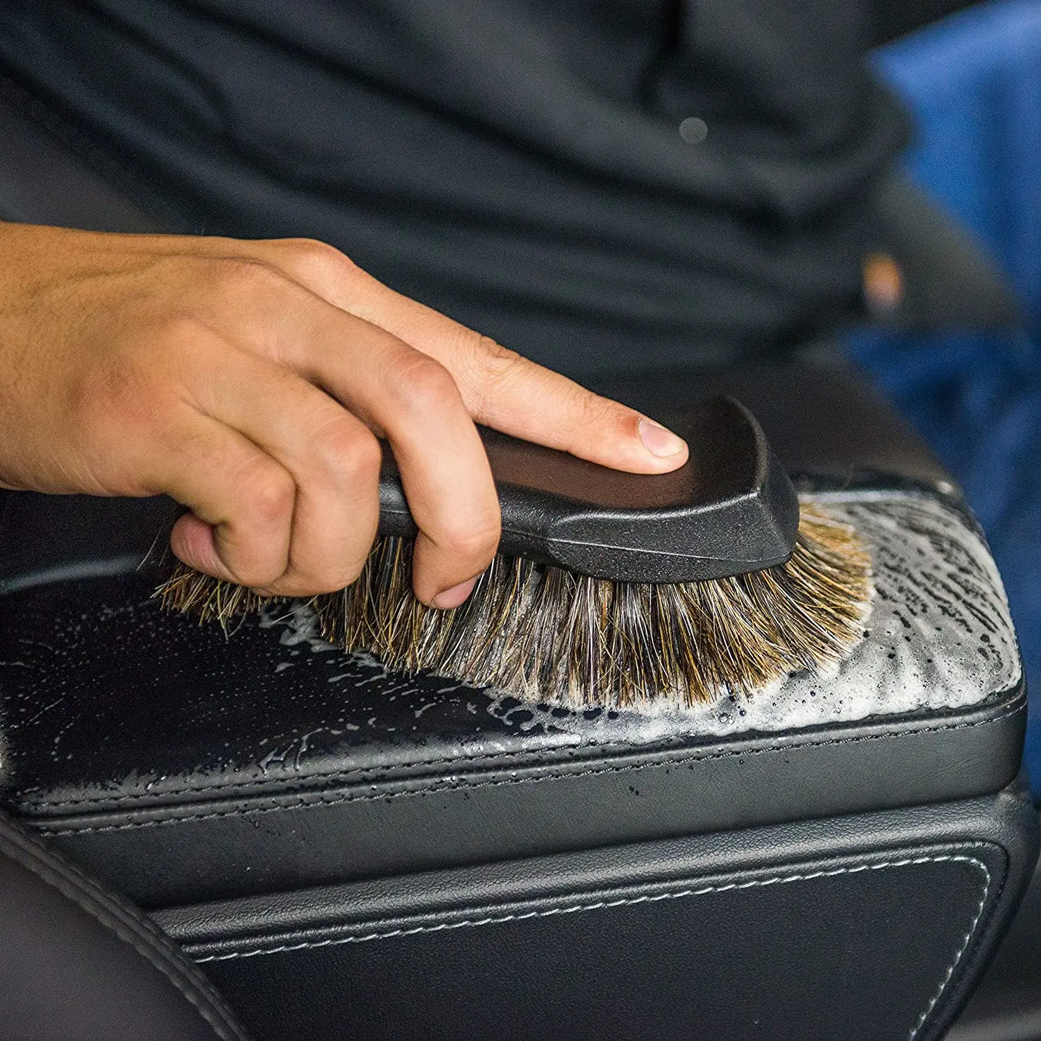 

(Single Sale) SPTA Rectangular Horsehair Interior Brush Detailing Brush Car Detailing Tools For Car Cleaning And Washing