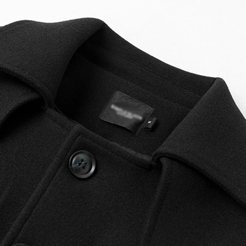 

Vintage Jackets For Women Lapel Long Sleeve Patchwork Pockets Loose Tweed Thick Black Coats Female 2020 Autumn Clothing V999