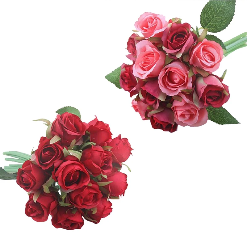 24 шт./лот искусственные цветы розы свадебный букет тайская Королевская роза