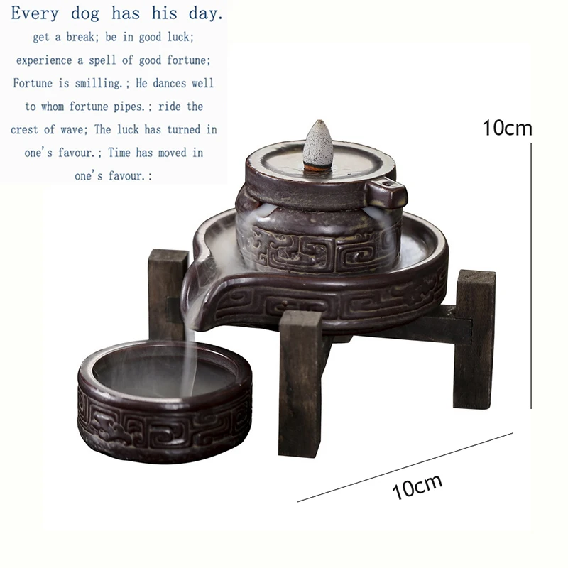 Горелка для благовоний Turn Luck 3 в 1 керамическая база с деревянной рамой курильница