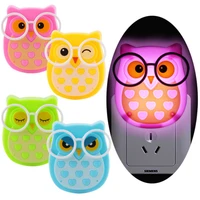 cartoon owl night light animal led auto sensor lamp for kids baby bedroom decor lighting wall light christmas gift