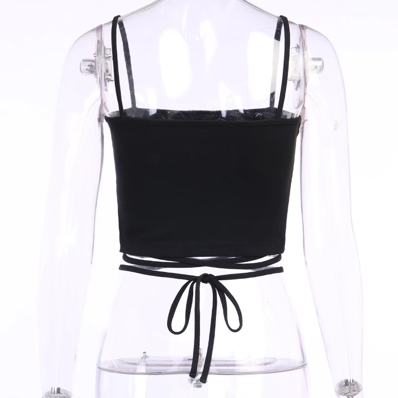 Женский укороченный топ на бретелях готический Топ без рукавов с принтом и