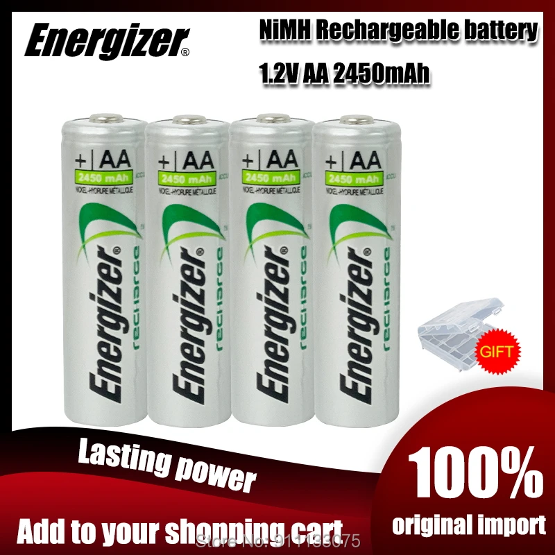 Оригинальные перезаряжаемые батарейки Power ZER AA 2450 мАч Ni MH для фонарика камеры