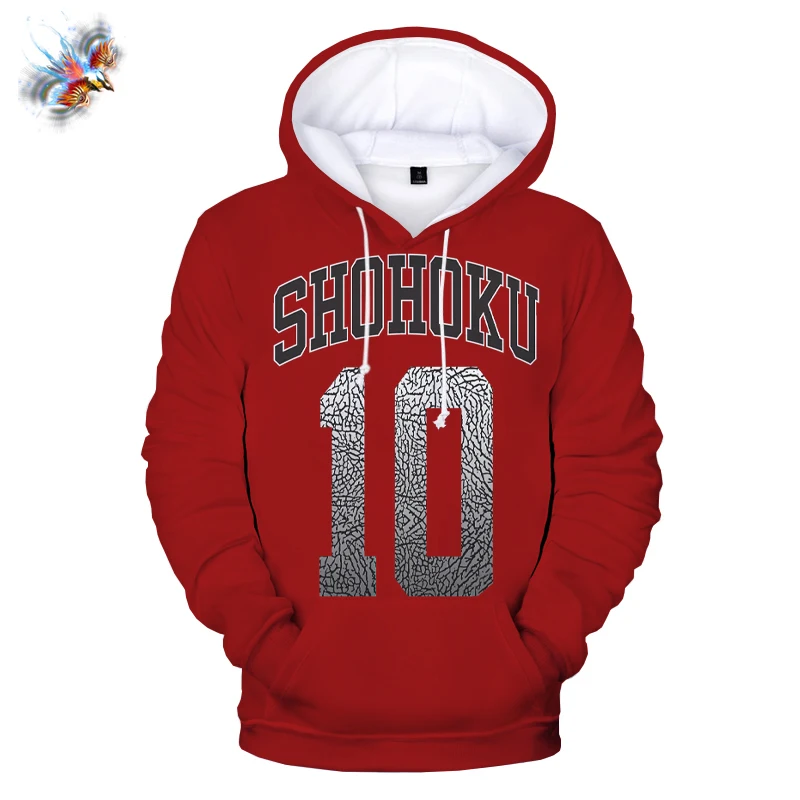 

Men's and women's outdoor sportswear Cosplay hiphop sportswear black basketball 3D hoodie red round SEIRIN school uniform hoodie
