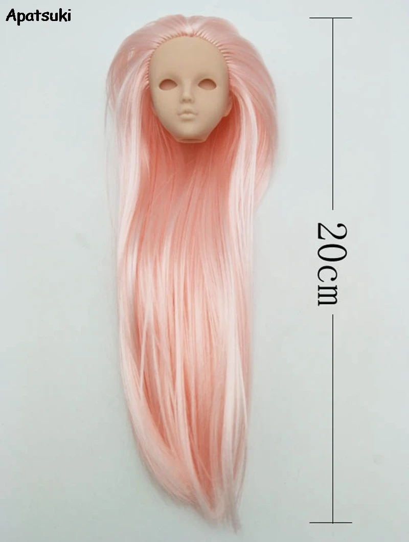 Кукла голова для 1:6 куклы розовые волосы головы 1/6 BJD без глаз мягкий пластик